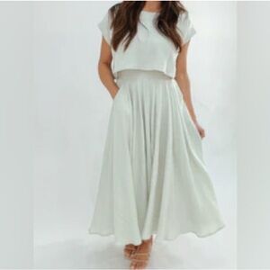 TALULAH Light Sage Green Midi Skirt